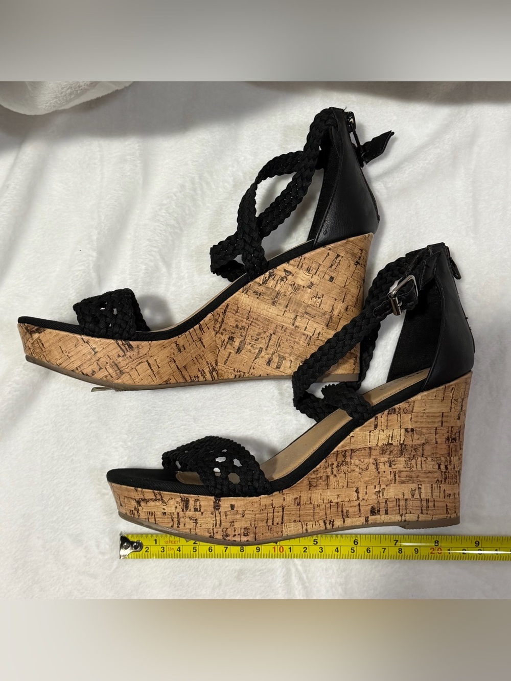 Mossimo Supply Co. Black Braided Cork Wedge Sandals - Picture 6 of 14